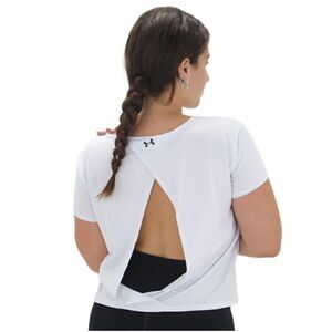 Under Armour Women's Open Back Sport Top, Light Blue, Short Sleeve Size Small SM